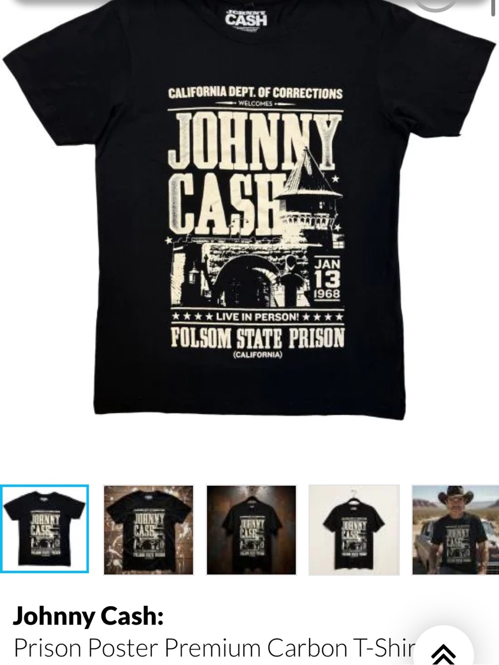 Johnny Cash Folsom State Prison Graphic Tee - Black & Cream